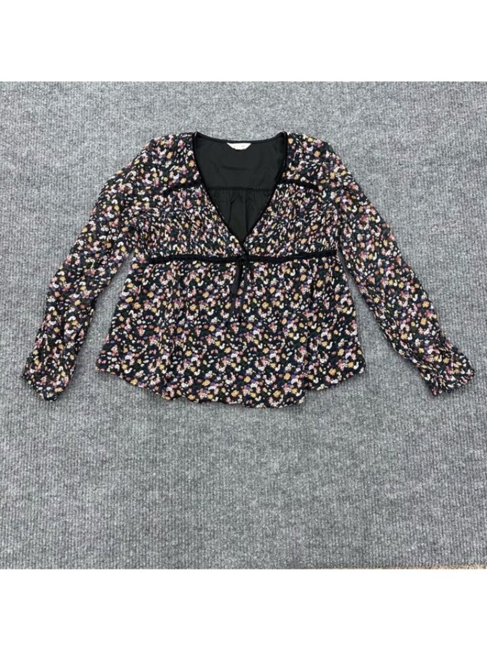 Lucky Brand Long Sleeve Ruffle Floral Bodice Top Whimsigoth Indie Womens Large